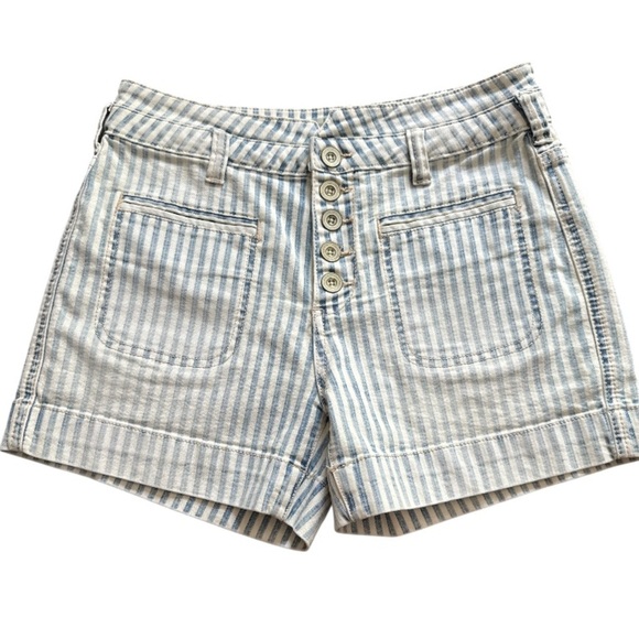Pilcro Anthropologie shorts denim jean pockets striped high rise slim 26 - Picture 1 of 7